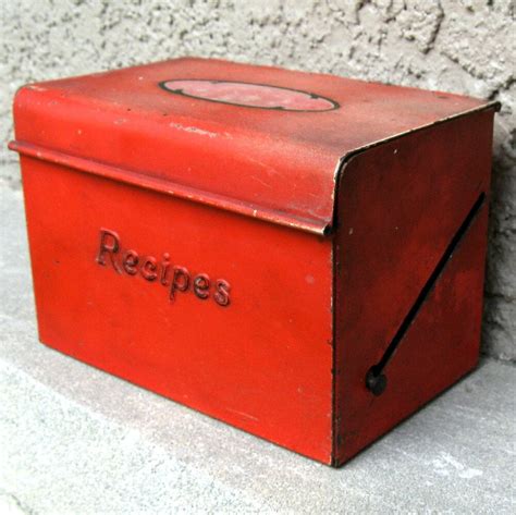 metal recipe box embossed tried and true recipes|recipe card boxes.